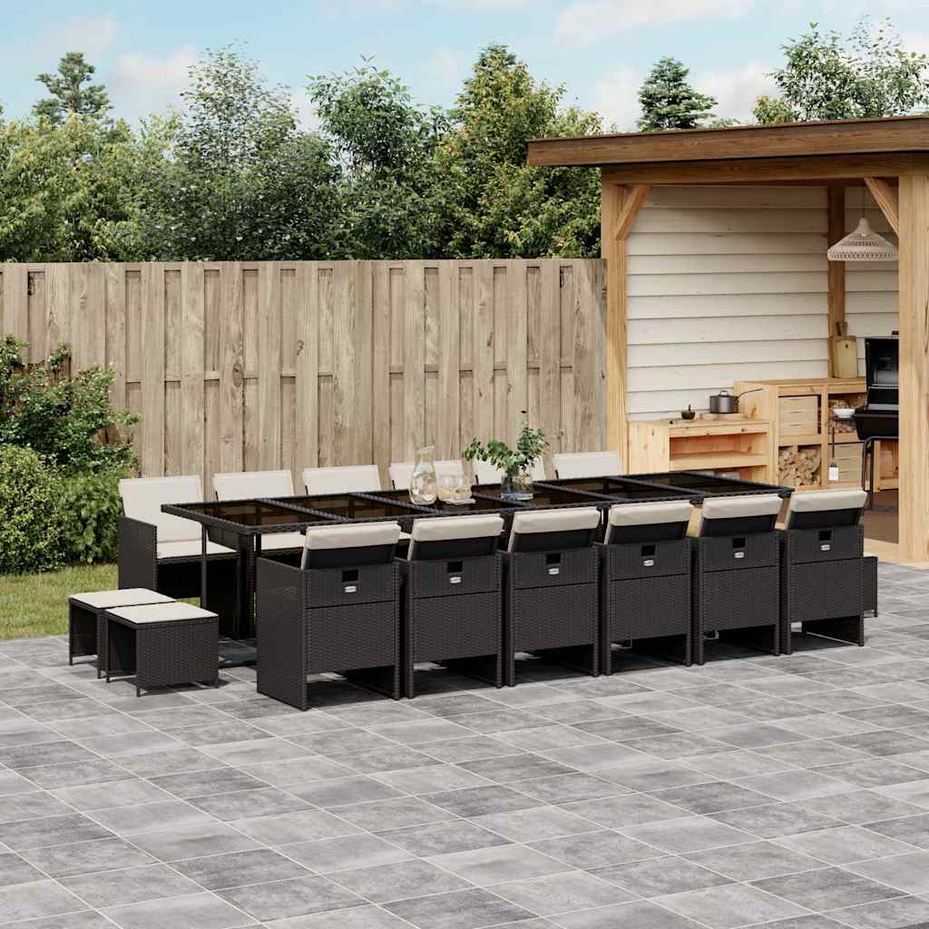 Garden Dining Set Black Poly Rattan 16-seater
