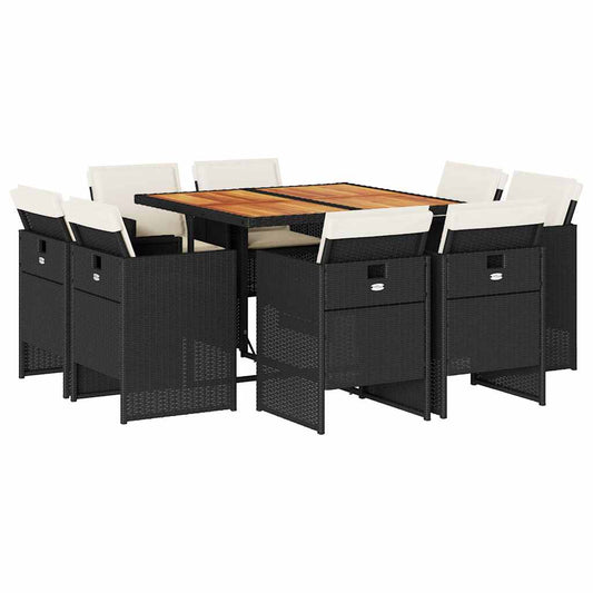 Garden Dining Set Black, Brown, Cream White