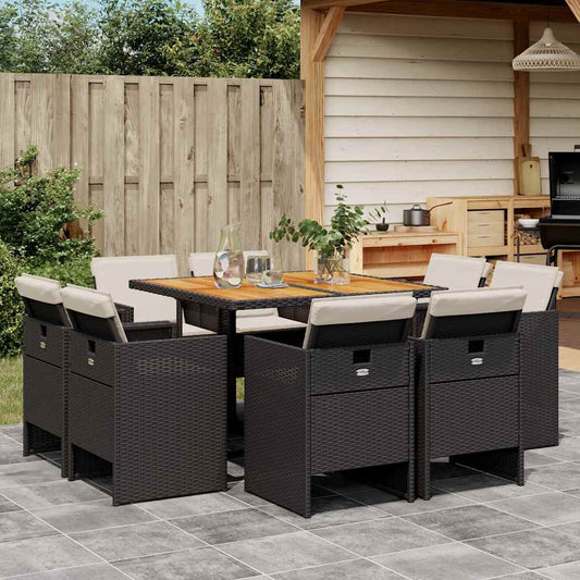 Garden Dining Set Black, Brown, Cream White