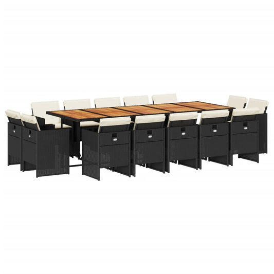Garden Dining Set Black and brown, Cream white cushions