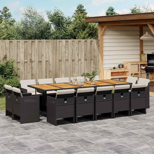 Garden Dining Set Black and brown, Cream white cushions