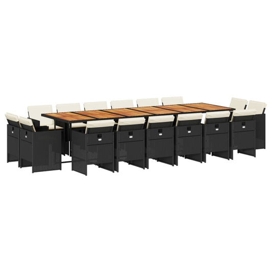 Garden Dining Set Black and Brown