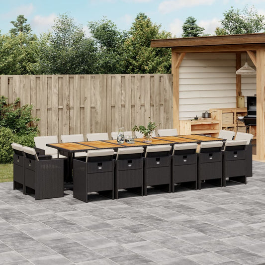 Garden Dining Set Black and Brown