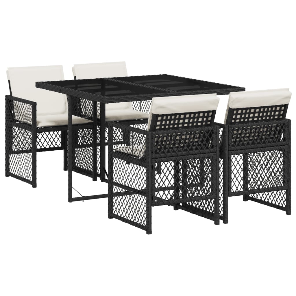 Garden Dining Set Black, Cream White