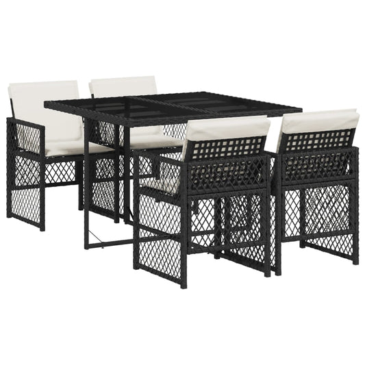 Garden Dining Set Black, Cream White