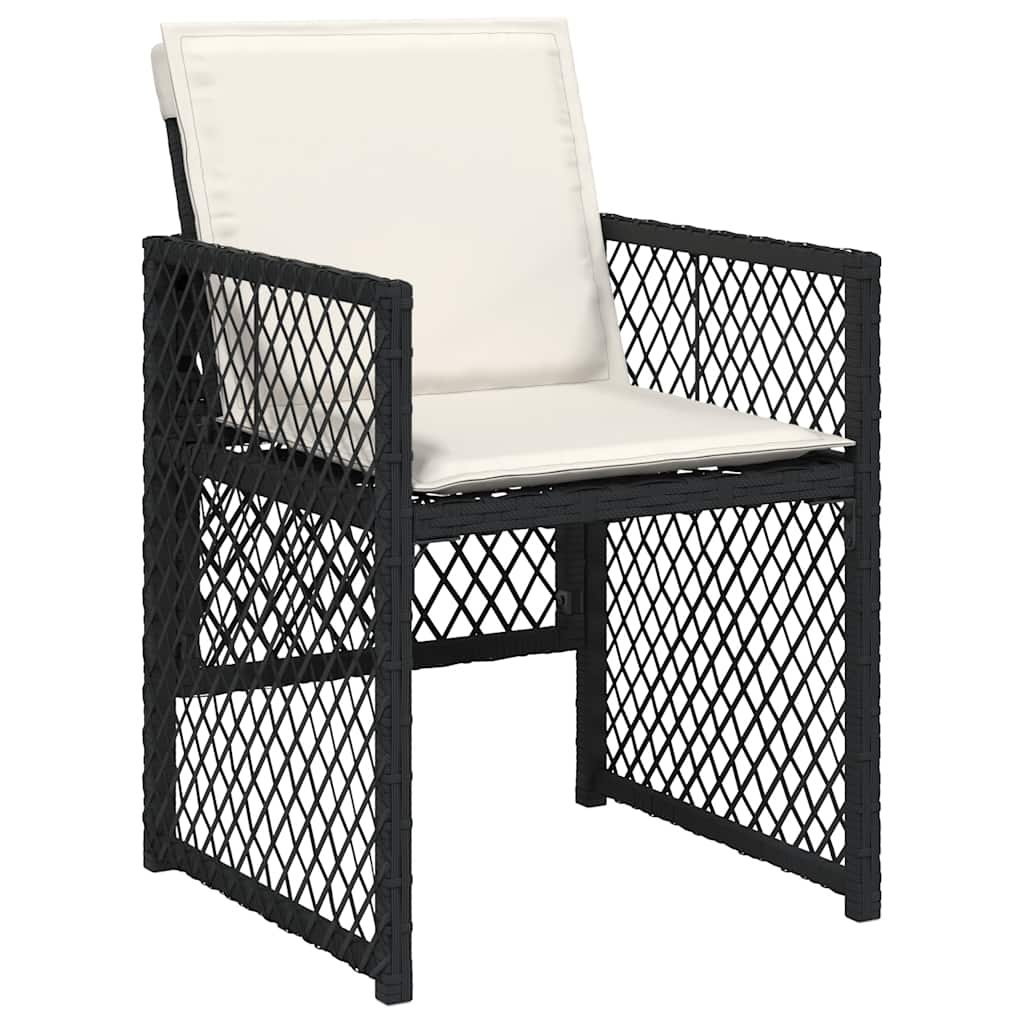Garden Dining Set Black, Cream White