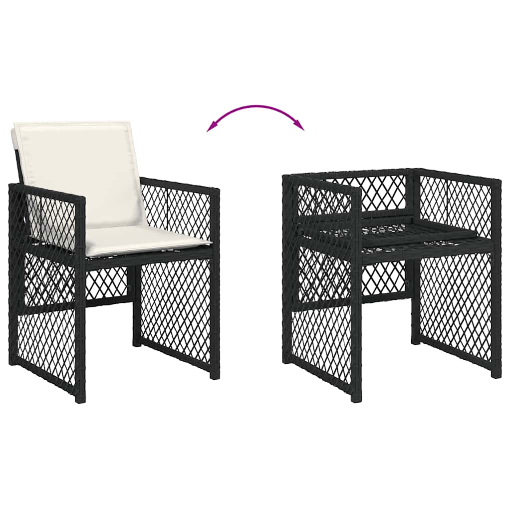 Garden Dining Set Black, Cream White