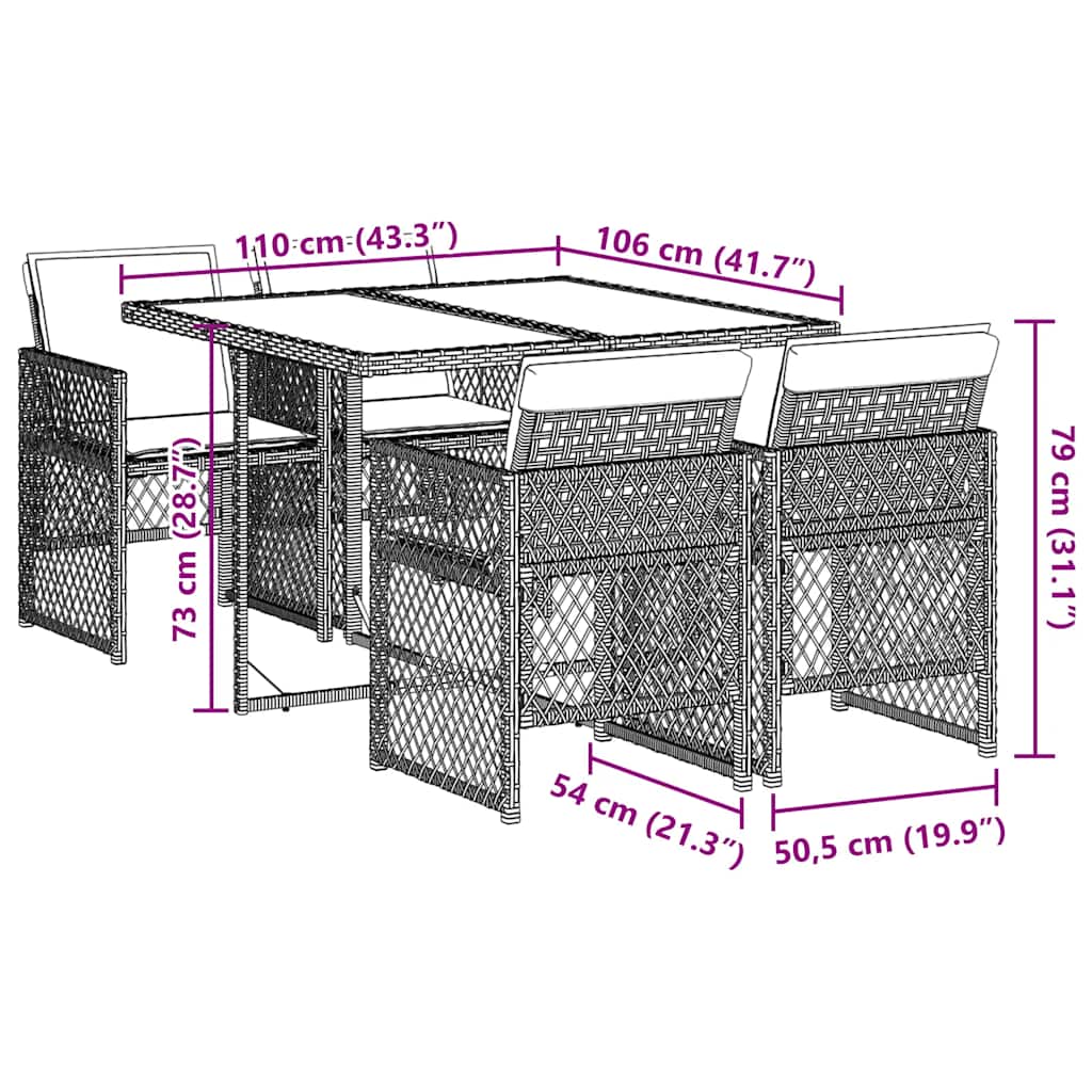 Garden Dining Set Black, Cream White