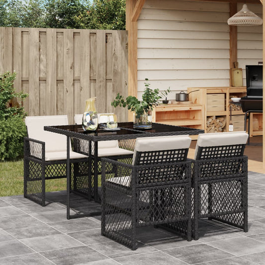 Garden Dining Set Black, Cream White