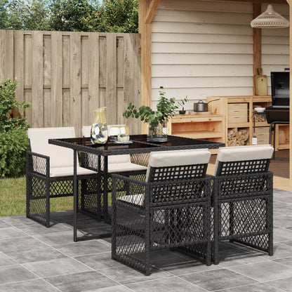 Garden Dining Set Black, Cream White