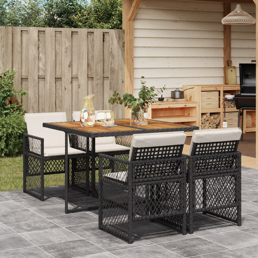 Garden Dining Set Black, Cream White