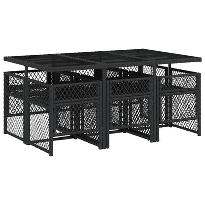 Garden Dining Set Black, Cream White Poly Rattan Medium Foldable