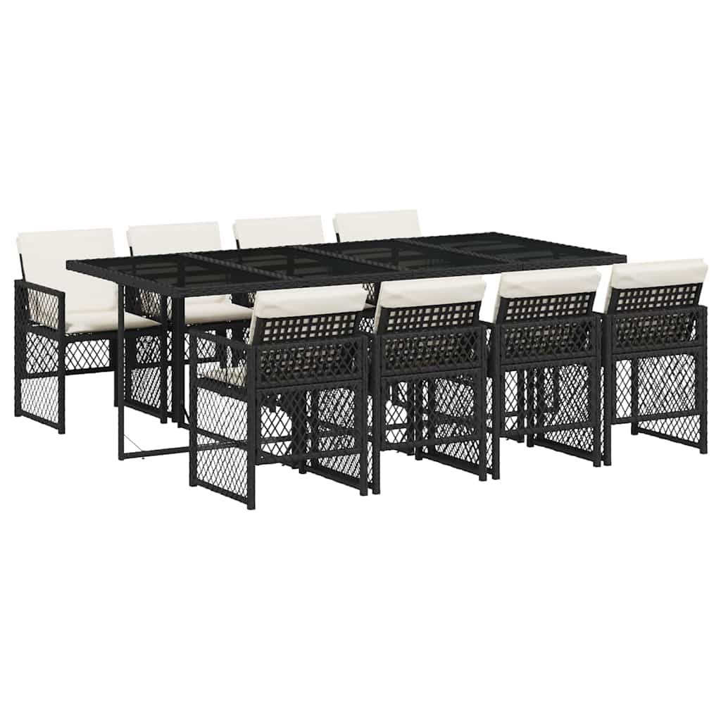 Garden Dining Set Black, Cream White