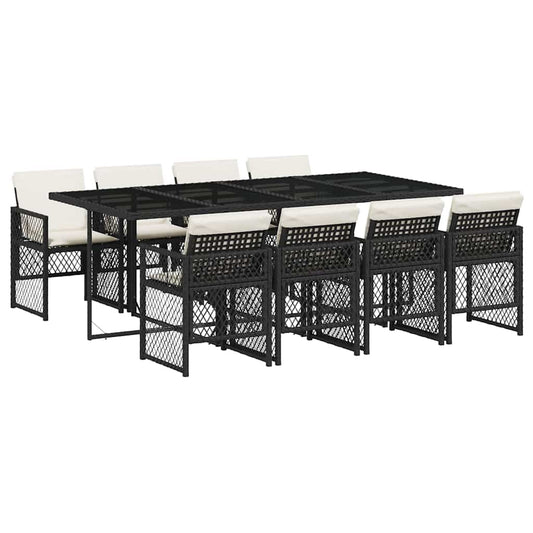 Garden Dining Set Black, Cream White