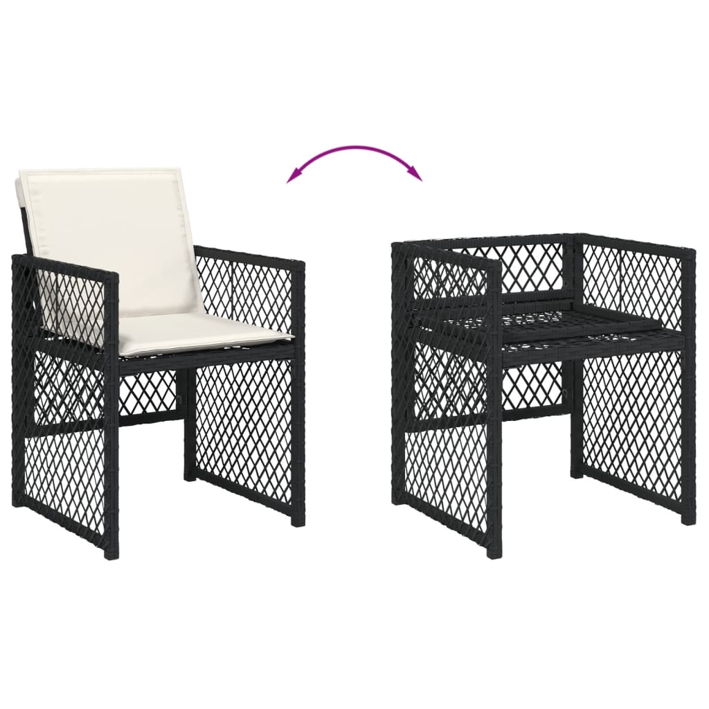Garden Dining Set Black, Cream White