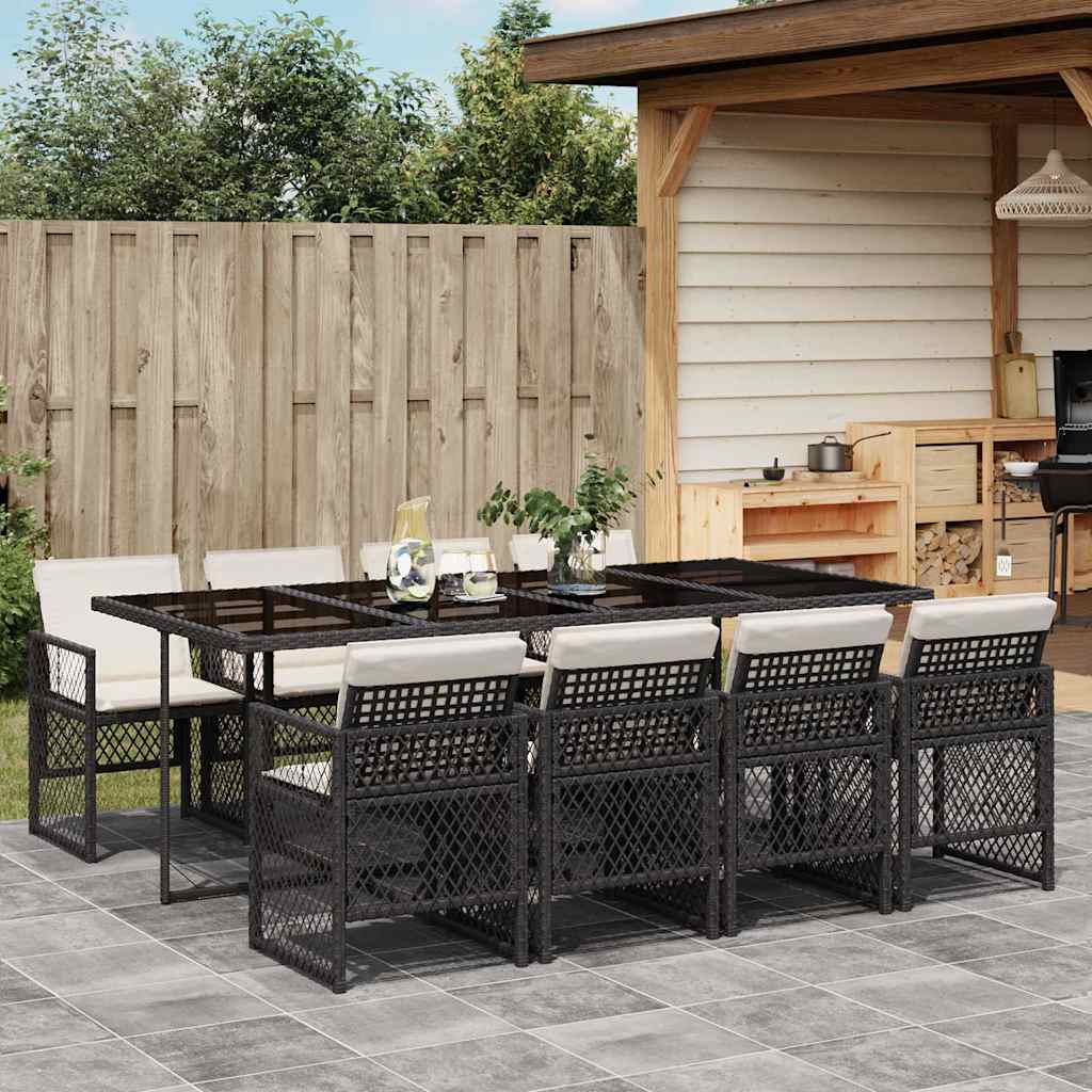 Garden Dining Set Black, Cream White