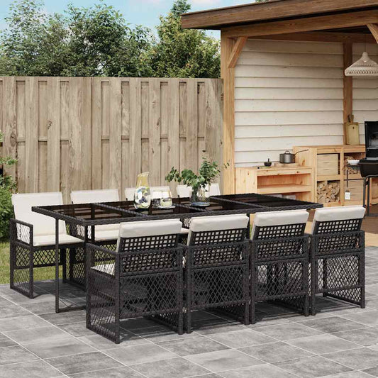 Garden Dining Set Black, Cream White