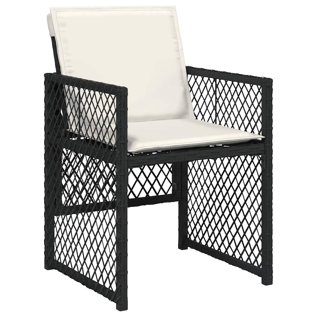 Garden Dining Set Black PE rattan Large Foldable