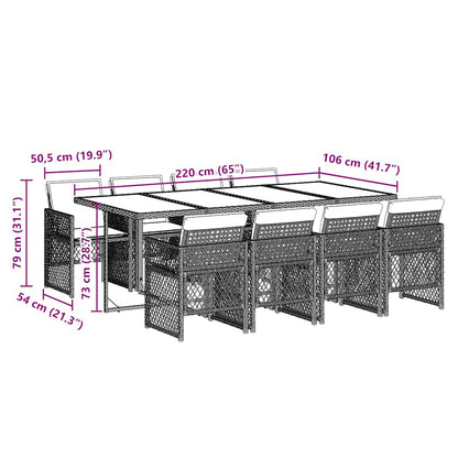 Garden Dining Set Black PE rattan Large Foldable