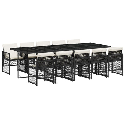 Garden Dining Set Black, Cream White
