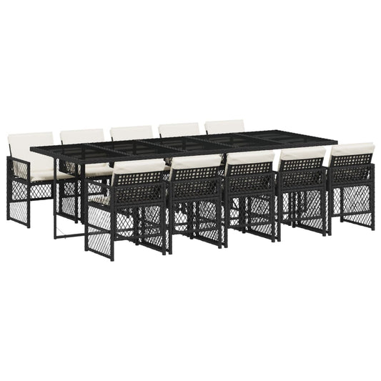 Garden Dining Set Black, Cream White