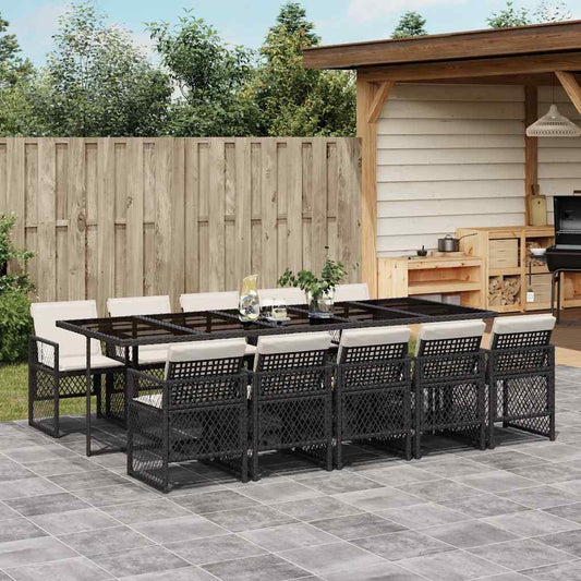 Garden Dining Set Black, Cream White