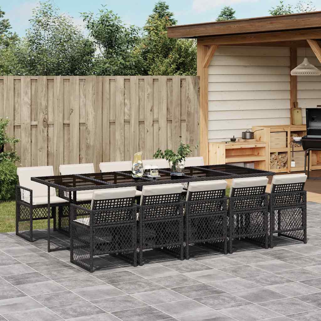 Garden Dining Set Black, Cream White