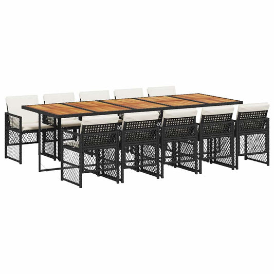 Garden Dining Set Black, Cream White