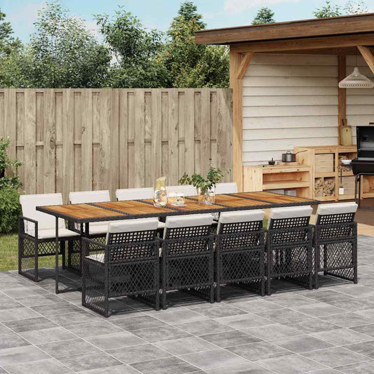 Garden Dining Set Black, Cream White