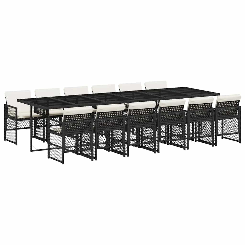 Garden Dining Set Black and Cream White
