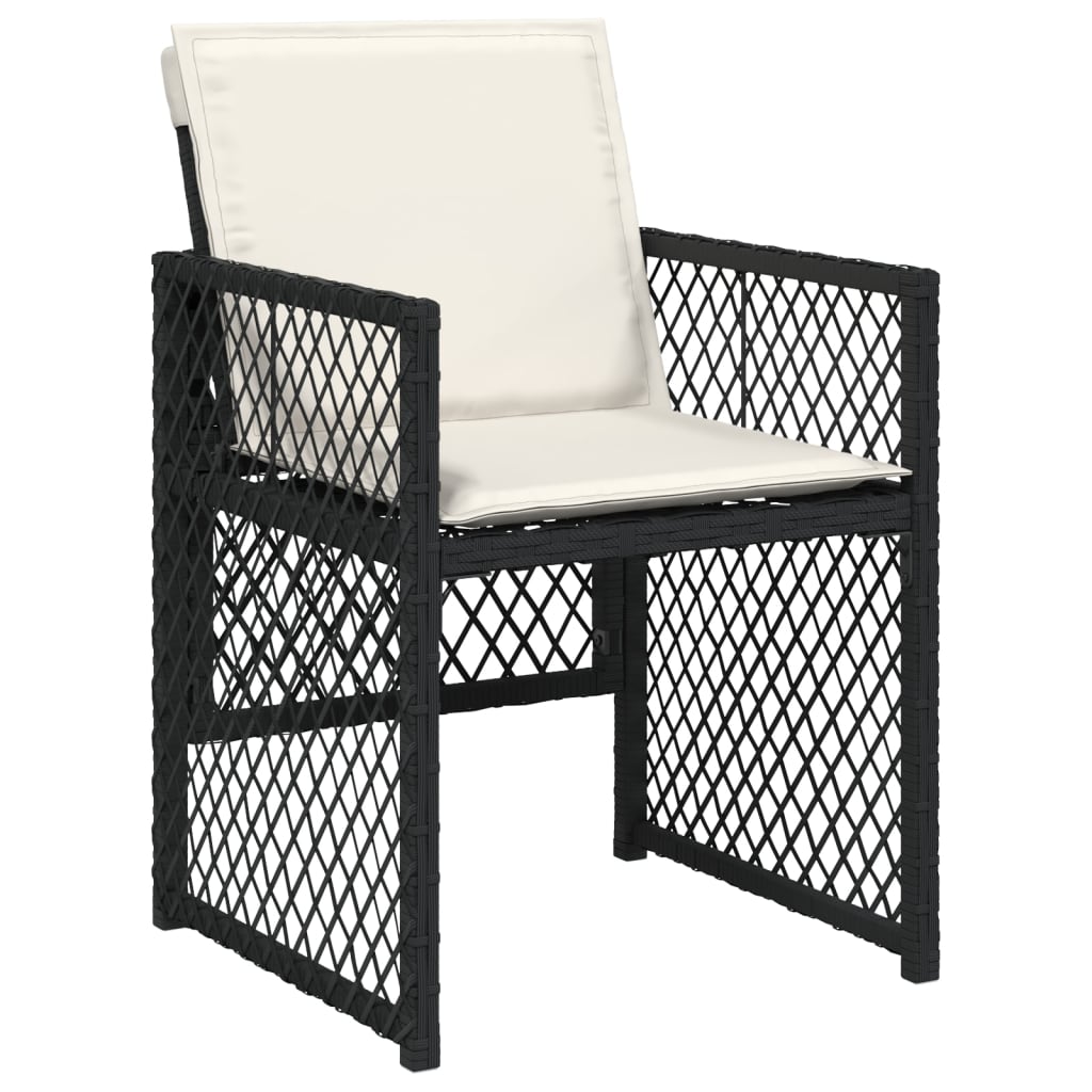 Garden Dining Set Black and Cream White