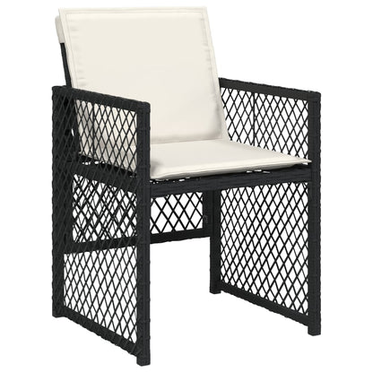 Garden Dining Set Black and Cream White