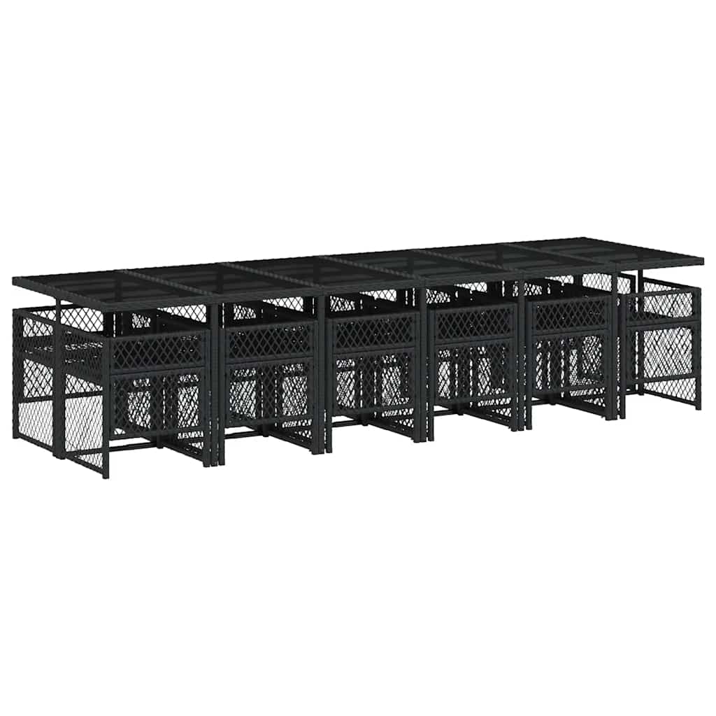 Garden Dining Set Black and Cream White
