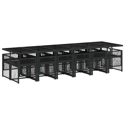 Garden Dining Set Black and Cream White