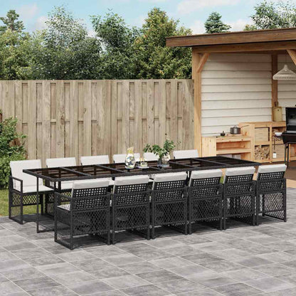 Garden Dining Set Black and Cream White