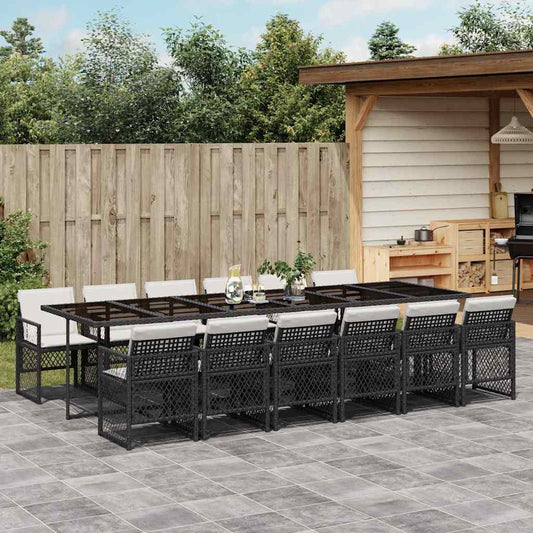 Garden Dining Set Black and Cream White