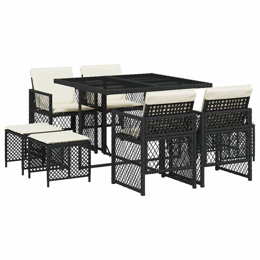 Garden Dining Set Black and Cream