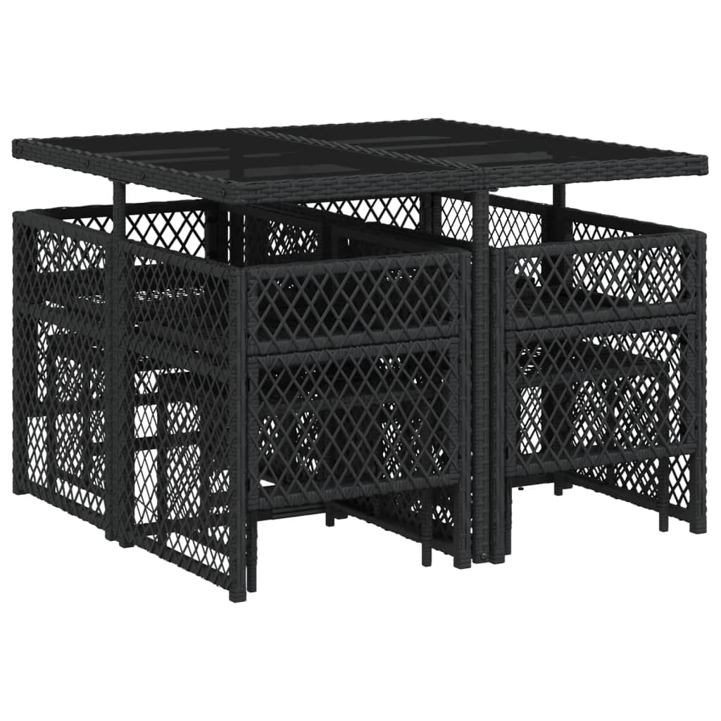 Garden Dining Set Black and Cream