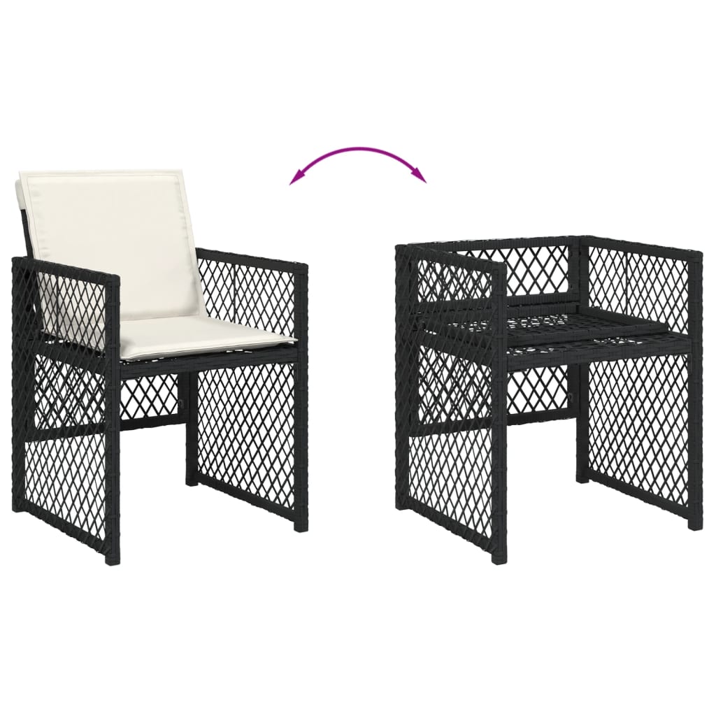 Garden Dining Set Black and Cream