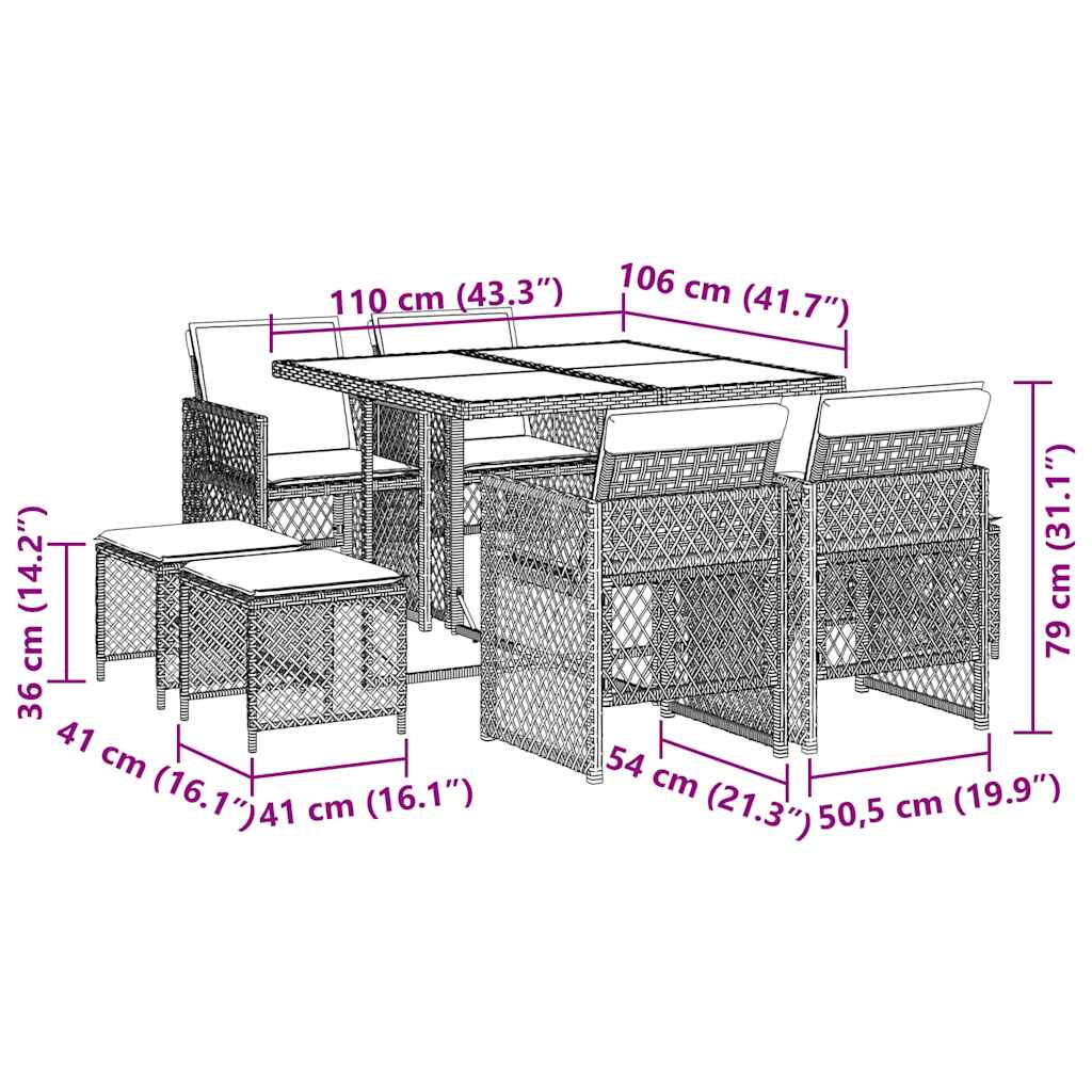 Garden Dining Set Black and Cream