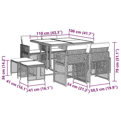 Garden Dining Set Black and Cream