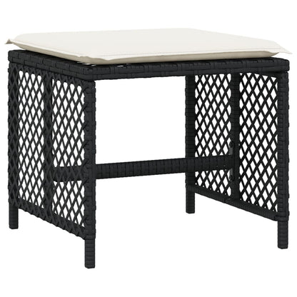 Garden Dining Set Black PE Rattan Standard Collapsible