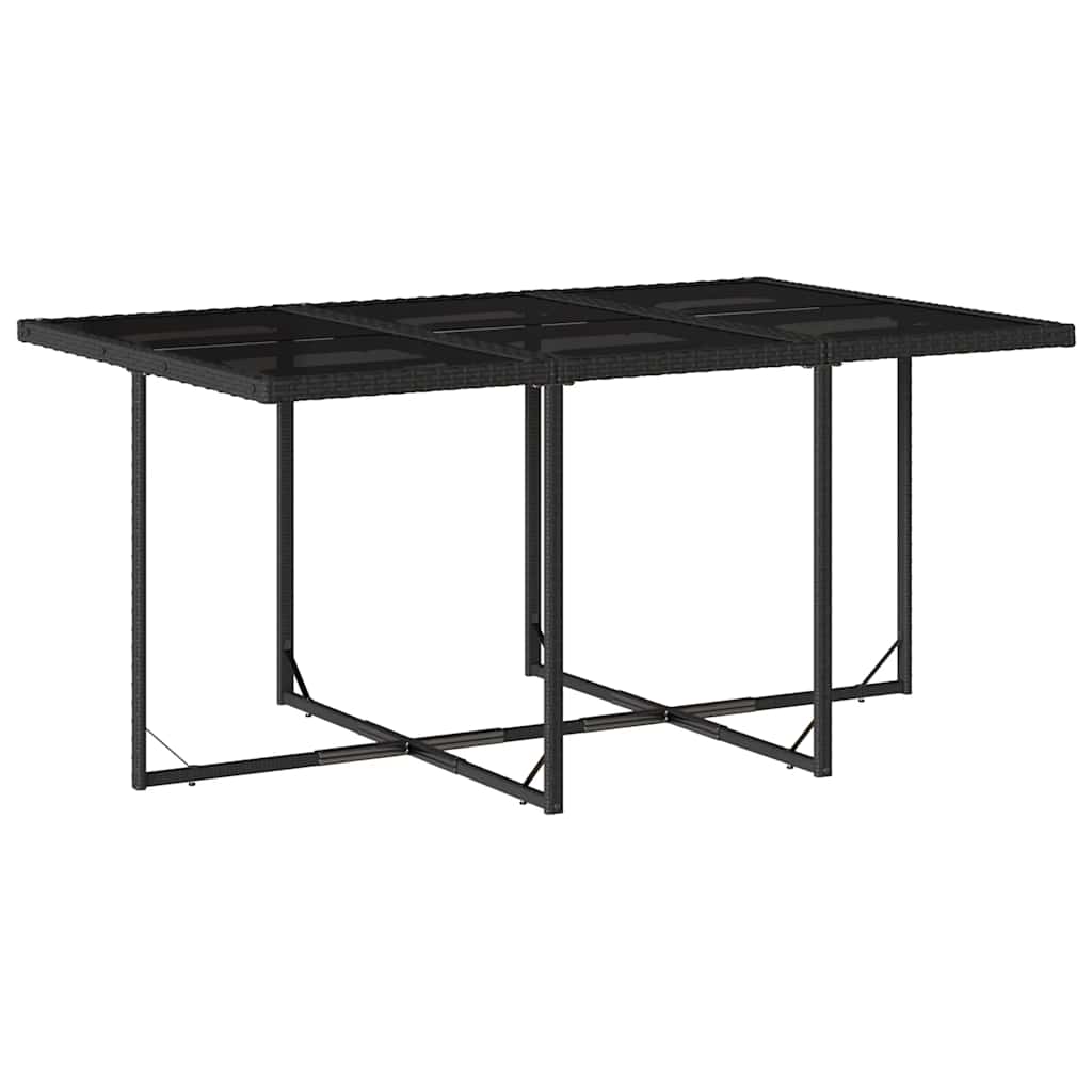 Garden Dining Set Black and Cream White