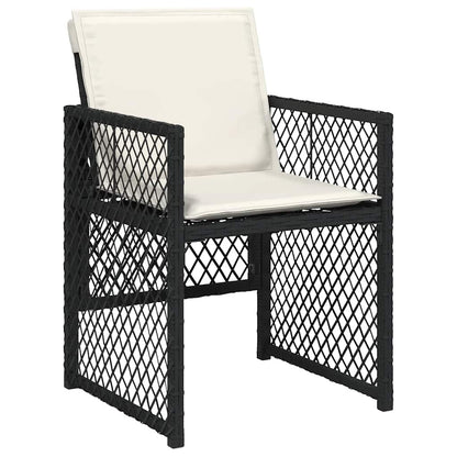 Garden Dining Set Black and Cream White
