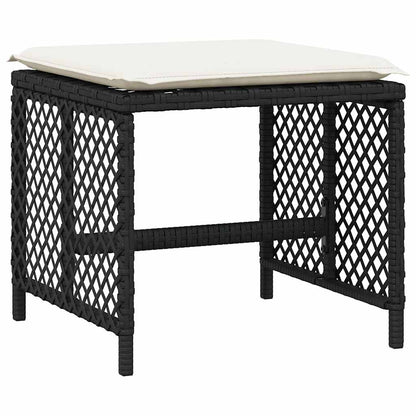 Garden Dining Set Black and Cream White