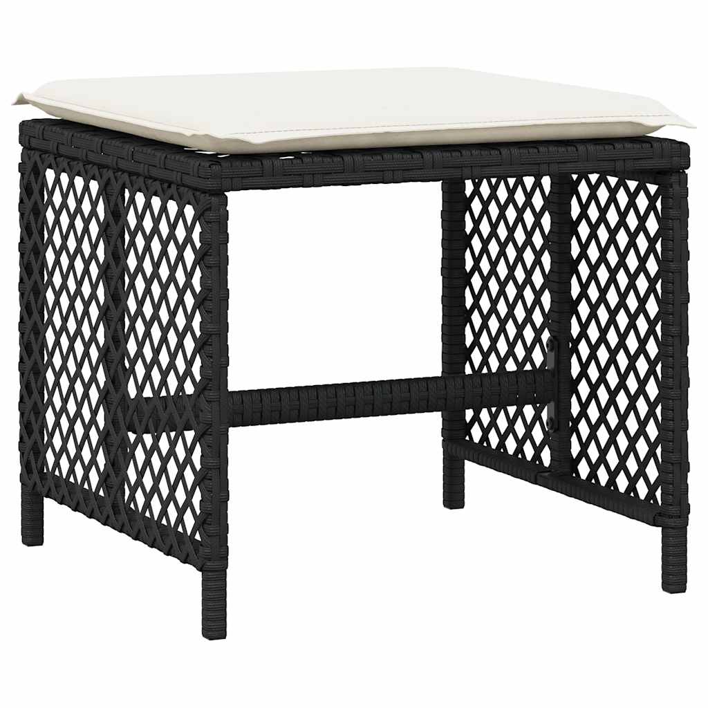 Garden Dining Set Black and Cream White