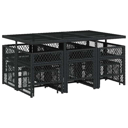 Garden Dining Set Black and Cream White