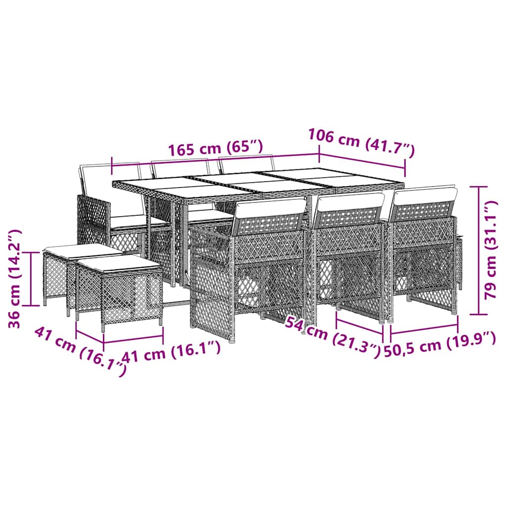 Garden Dining Set Black and Cream White
