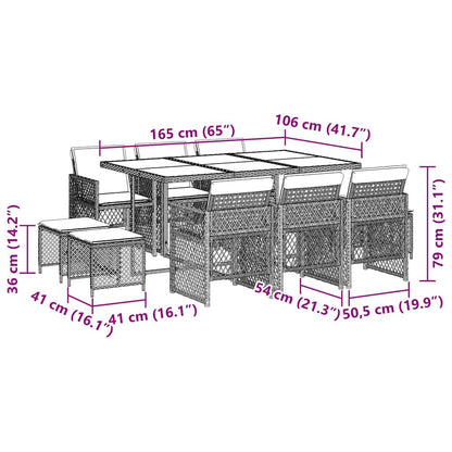 Garden Dining Set Black and Cream White