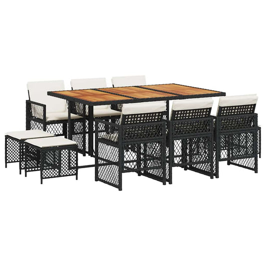 Garden Dining Set Black, Cream White